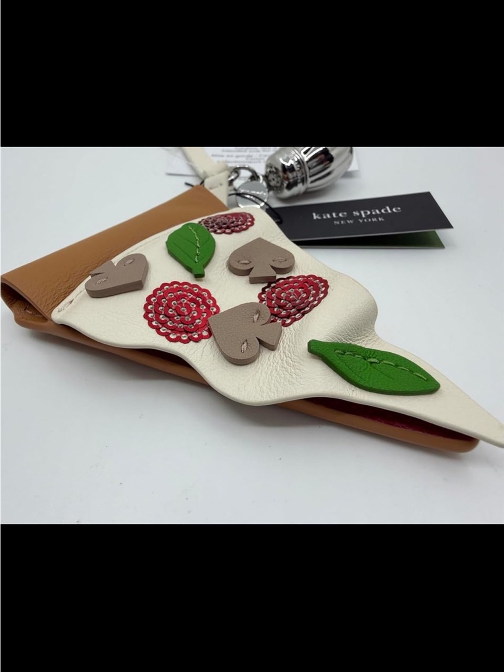 New Kate Spade NYC Pizza Slice Bag Charm with Red and Green Accents - Picture 4 of 8